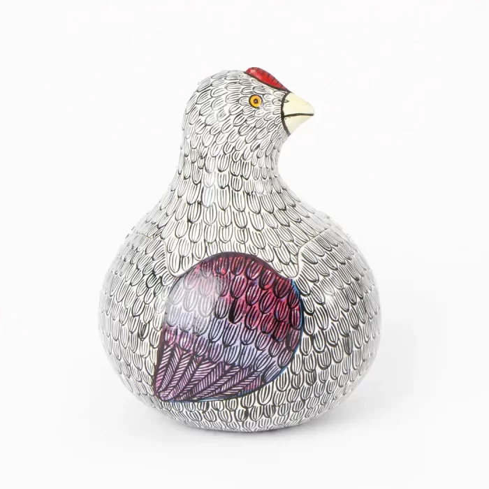 Bule con decorado artesanal "Gallinita blanca"