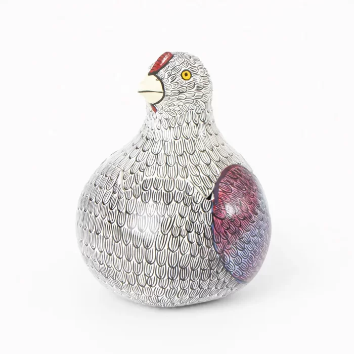 Bule con decorado artesanal "Gallinita blanca"