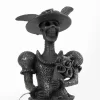 Black clay catrina with alcatraces