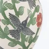 Mata Ortiz elongated ceramic pot with flower and hummingbird design