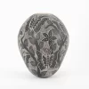 Mata Ortiz black and white ceramic pot with butterflies and flowers design.