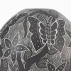 Mata Ortiz black and white ceramic pot with butterflies and flowers design.