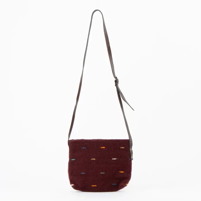 Wool bag with long handle.