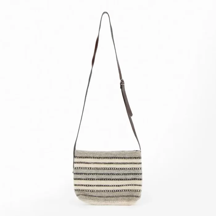 Wool bag with long handle.