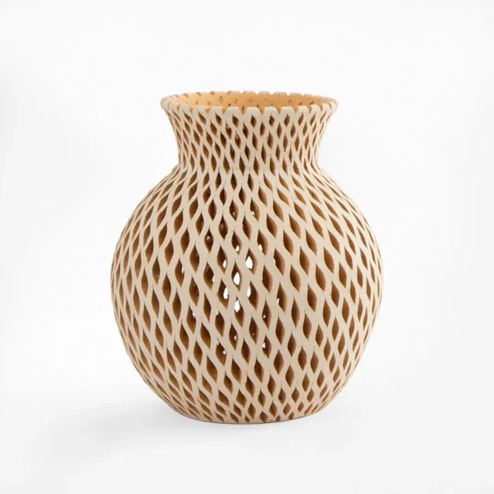 Beige openwork earthenware vase