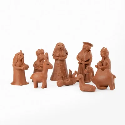 Red clay nativity scene