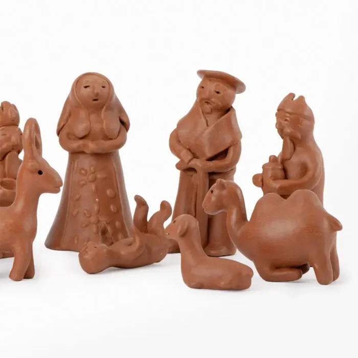 Red clay nativity scene