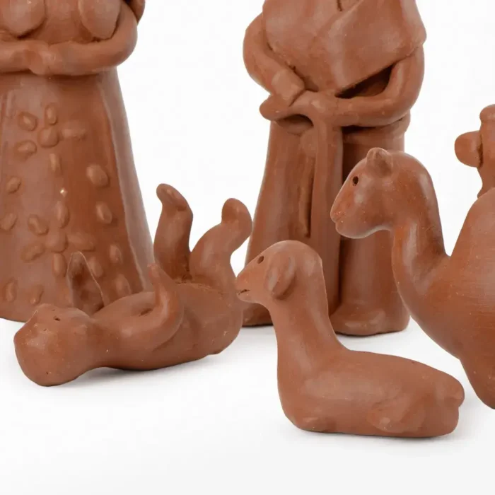Red clay nativity scene
