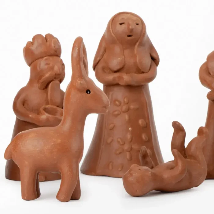 Red clay nativity scene