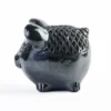 Black Clay Pig Piggy Bank - Small Size