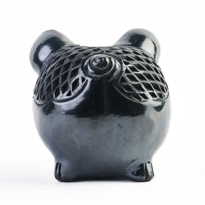 Black Clay Pig Piggy Bank - Small Size