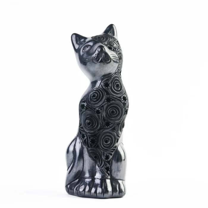 Big cat, black clay art