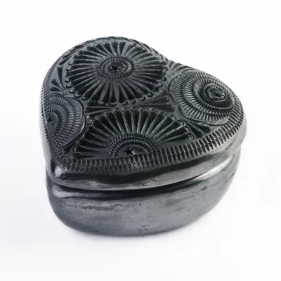 Black clay heart jewelry box