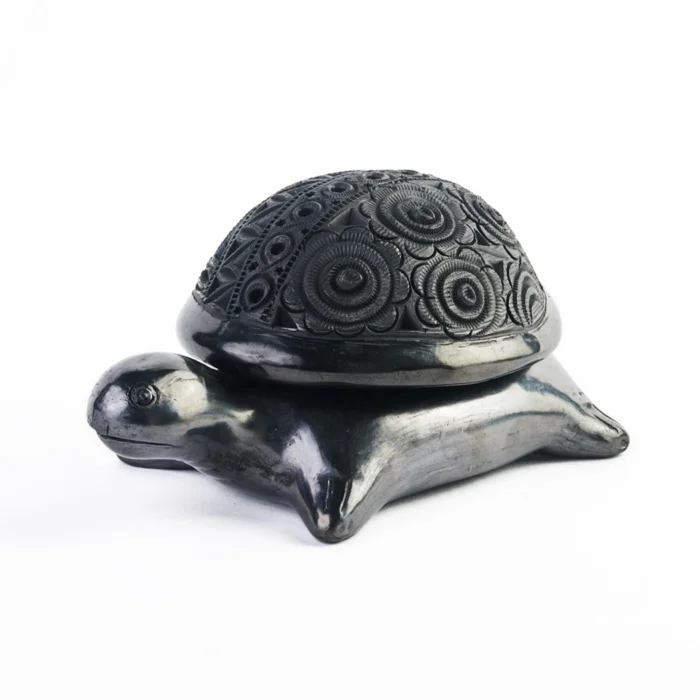 Tortoise jewelry box in Black Clay - Unique Handicraft