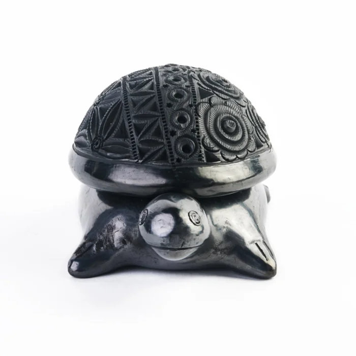 Tortoise jewelry box in Black Clay - Unique Handicraft
