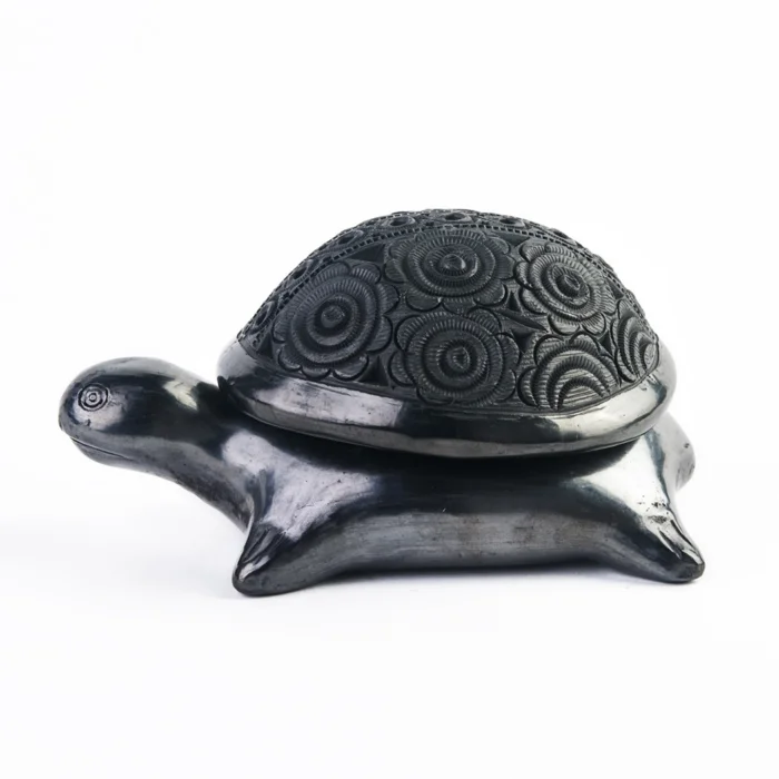 Tortoise jewelry box in Black Clay - Unique Handicraft