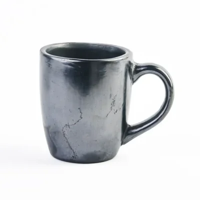 Black Clay Latte Mug : Traditional Mexican Craftsmanship