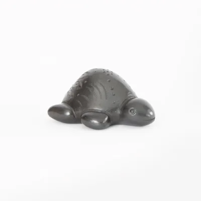 Mini black clay turtle