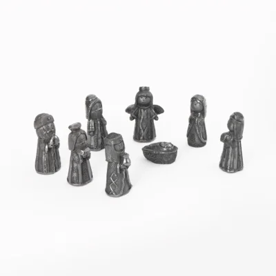 Black clay nativity scene