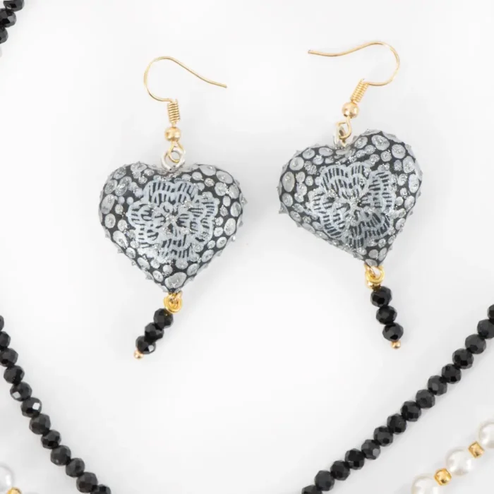 Hand-painted necklace and earrings set