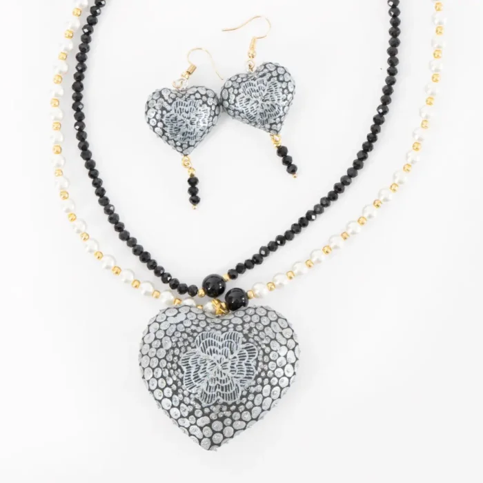 Hand-painted necklace and earrings set