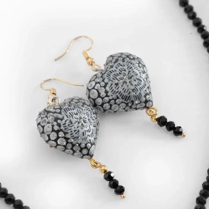 Hand-painted necklace and earrings set