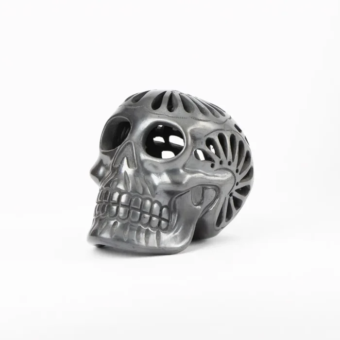 Black clay openwork skull