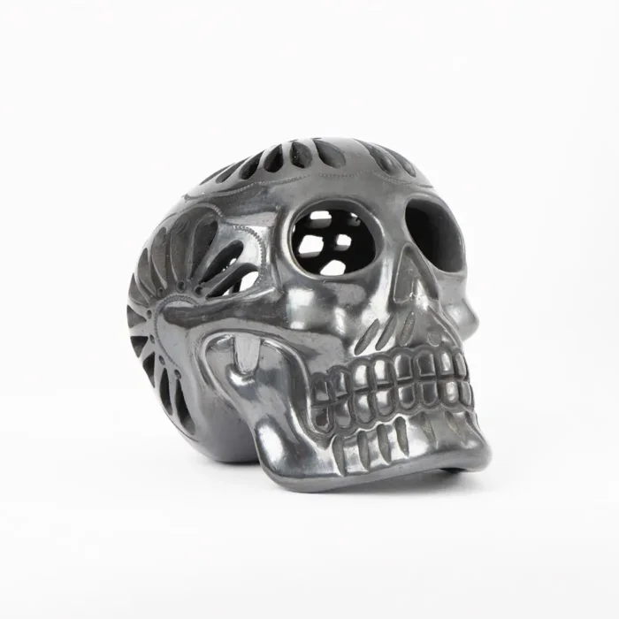 Black clay openwork skull