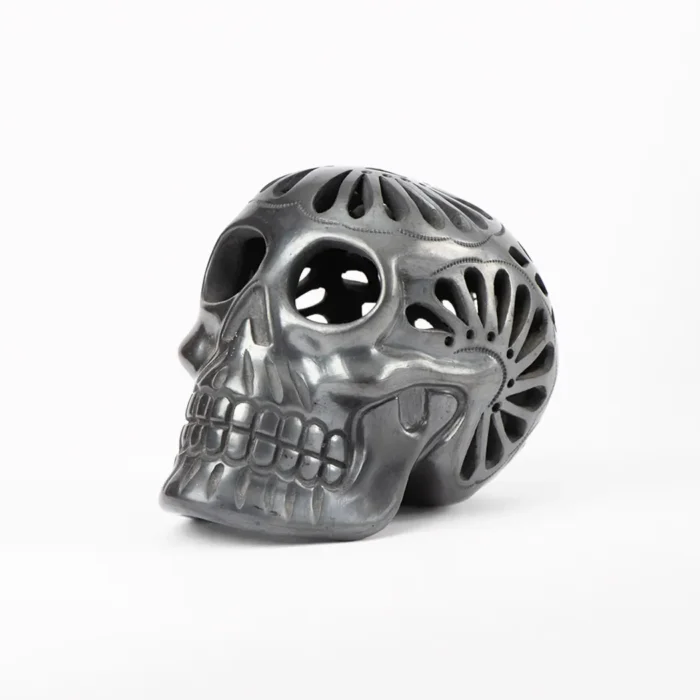 Black clay openwork skull