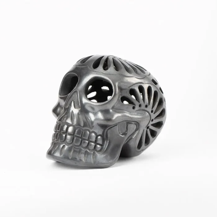 Black clay openwork skull