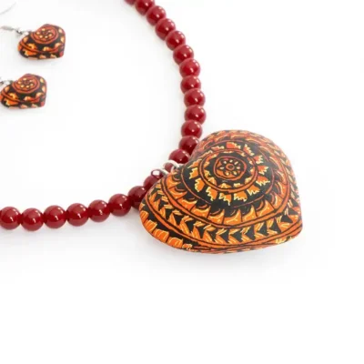 Hand-painted necklace and earrings set