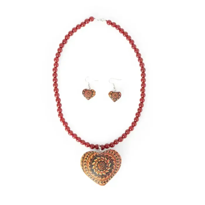 Hand-painted necklace and earrings set