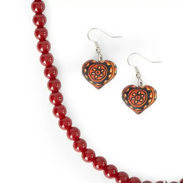 Hand-painted necklace and earrings set