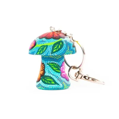Hand painted wooden figurine key ring