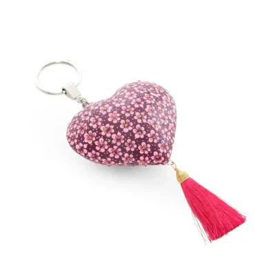 Wooden heart key ring