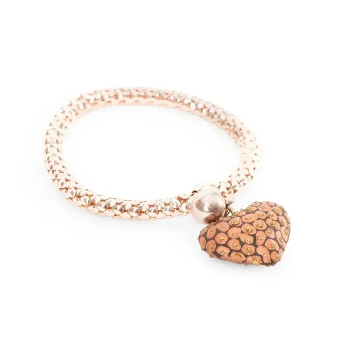 Pulsera de piedras de colores con dije de madera