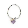Pulsera de piedras de colores con dije de madera