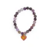 Pulsera de piedras de colores con dije de madera