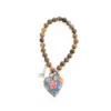 Pulsera de piedras de colores con dije de madera