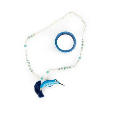 Hummingbird necklace set with bracelet