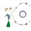 Juego de collar colibrí con pulsera y aretes