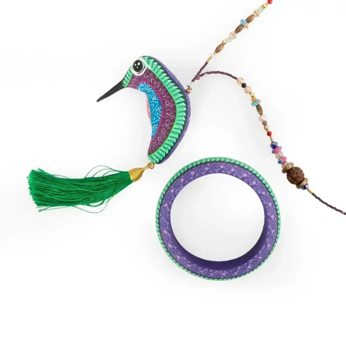 Juego de collar colibrí con pulsera y aretes