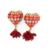 Wooden heart button earrings