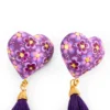 Wooden heart button earrings