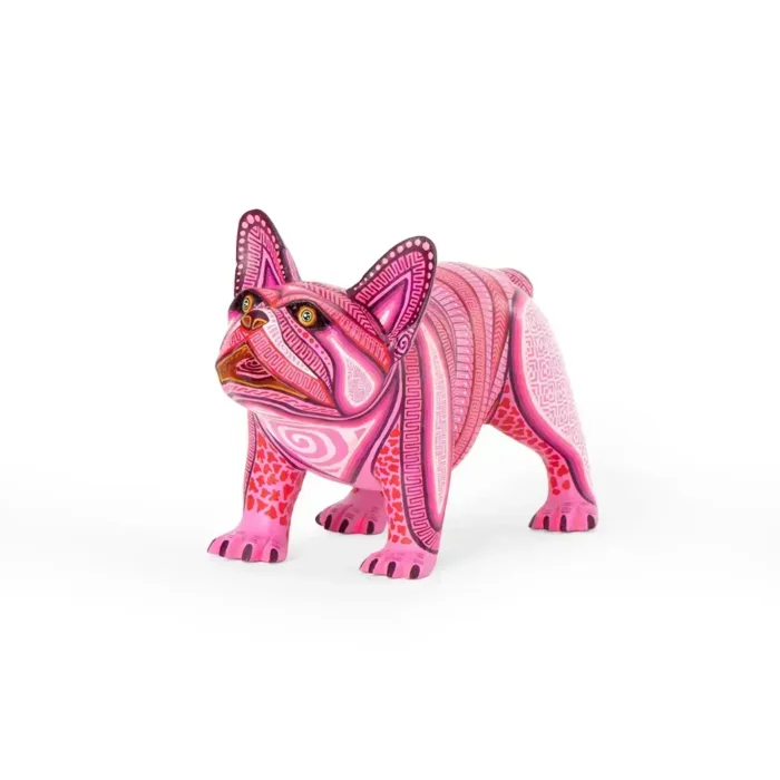 Pink Bulldog Dog Alebrije