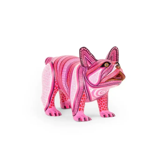 Pink Bulldog Dog Alebrije