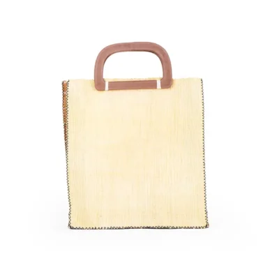 Bolsa de telar de henequén con asa de piel