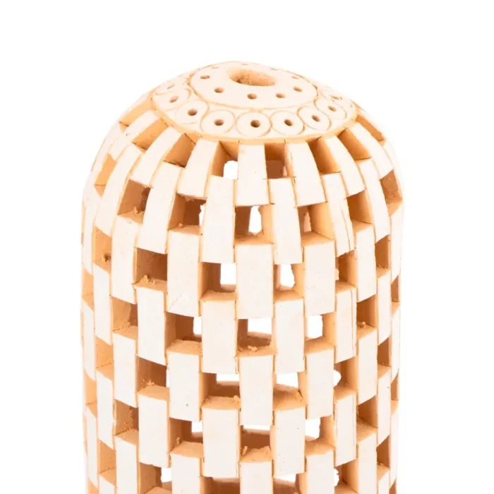 Medium white clay cactus with openwork