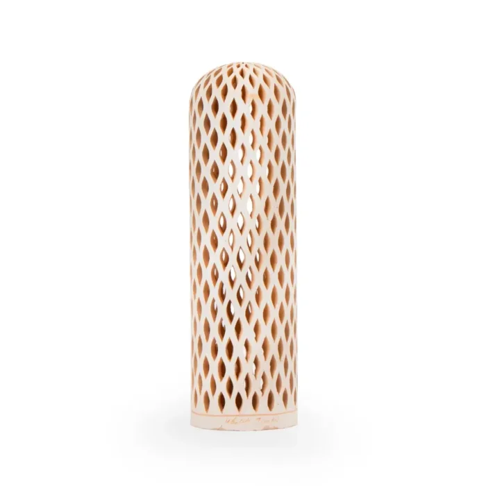Small openwork white clay cactus