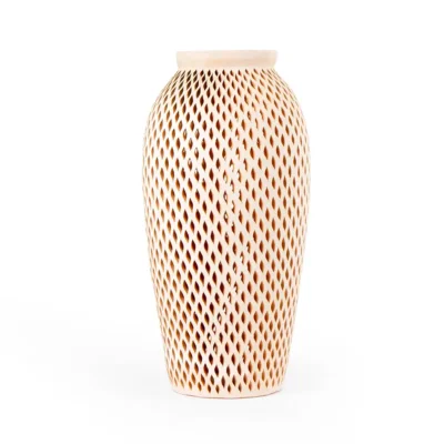 Openwork white clay vase 60 cm